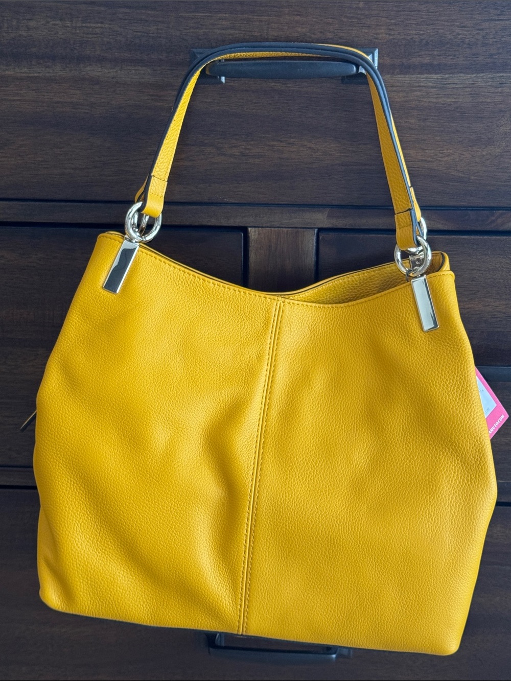 Vince Camuto Yellow Pebbled Leather Shoulder Tote